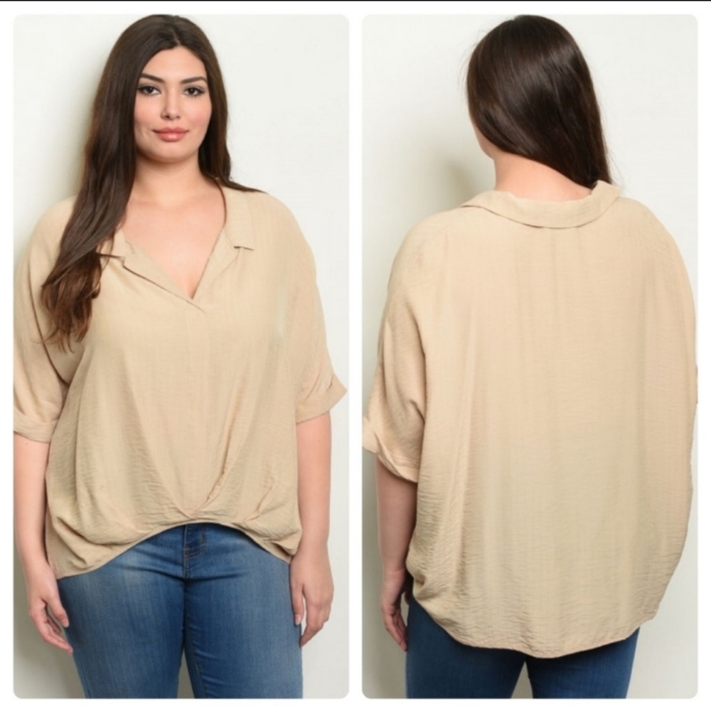 ❤Plus Sized Lightweight Taupe Top 2X - Picture 1 of 3